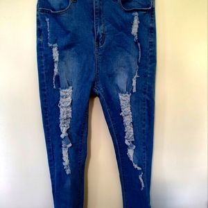 Shein capri distressed blue jeans  women's 4   #59